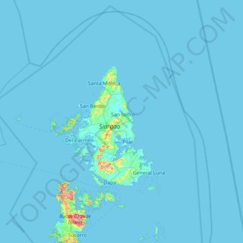 Mappa topografica Siargao Islands, altitudine, rilievo