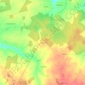 Mappa topografica Lepaud, altitudine, rilievo
