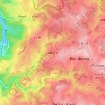 Mappa topografica Önkfeld, altitudine, rilievo