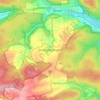 Mappa topografica Großgressingen, altitudine, rilievo