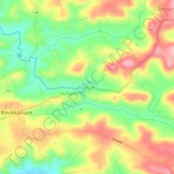 Mappa topografica Muliyar, altitudine, rilievo