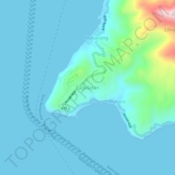 Mappa topografica Pagkilatan, altitudine, rilievo
