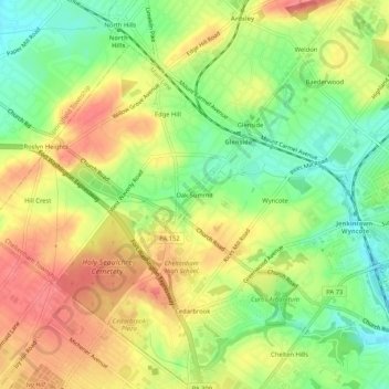 Mappa topografica Oak Summit, altitudine, rilievo