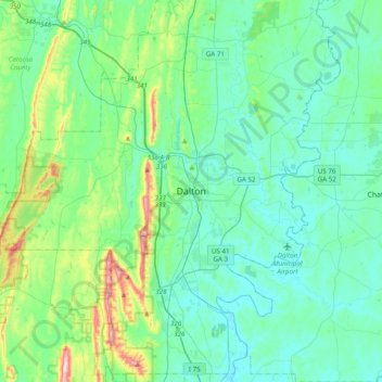 Mappa topografica Dalton, altitudine, rilievo