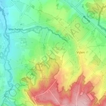 Mappa topografica Rott, altitudine, rilievo