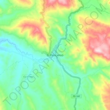 Mappa topografica El Descanso, altitudine, rilievo