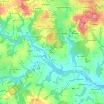 Mappa topografica Trohaor, altitudine, rilievo