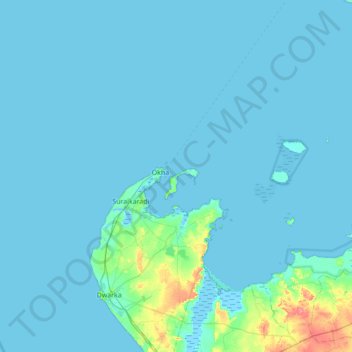 Mappa topografica Bet Dwarka, altitudine, rilievo