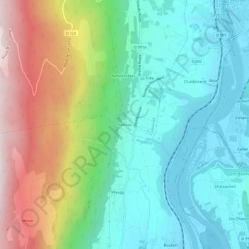 Mappa topografica Rhémoz, altitudine, rilievo