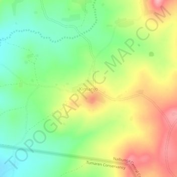Mappa topografica Kimanjo, altitudine, rilievo