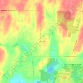 Mappa topografica Glenwood, altitudine, rilievo