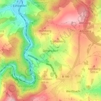 Mappa topografica Dittersdorf, altitudine, rilievo