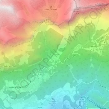 Mappa topografica Praz Coutant, altitudine, rilievo