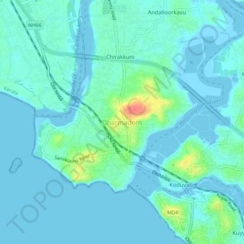 Mappa topografica Dharmadom, altitudine, rilievo