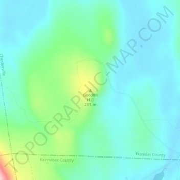 Mappa topografica Gordon Hill, altitudine, rilievo