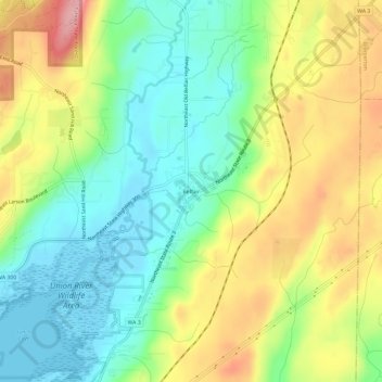 Mappa topografica Belfair, altitudine, rilievo