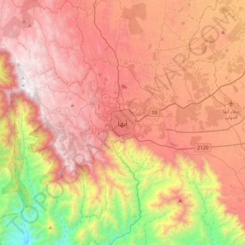 Mappa topografica Abha, altitudine, rilievo