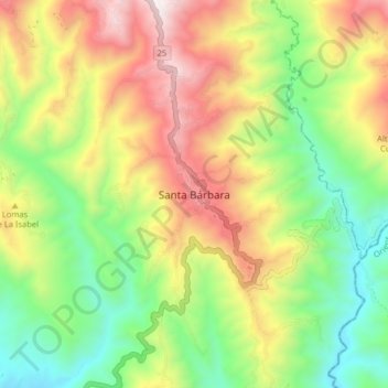 Mappa topografica Santa Bárbara, altitudine, rilievo