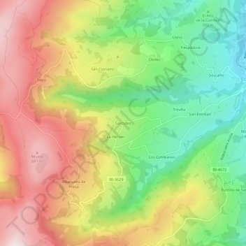 Mappa topografica Sancides, altitudine, rilievo