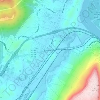 Mappa topografica Lookout Valley, altitudine, rilievo