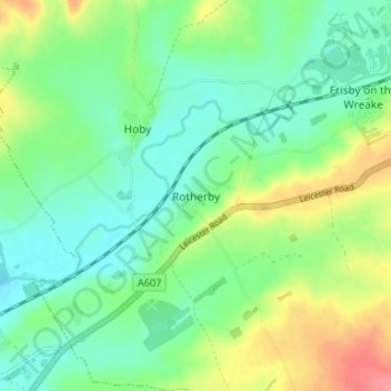 Mappa topografica Rotherby, altitudine, rilievo