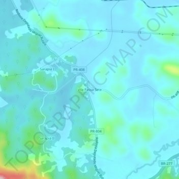 Mappa topografica Vila Passa Sete, altitudine, rilievo