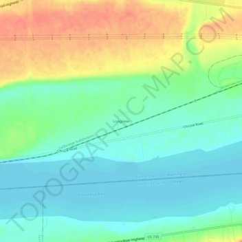 Mappa topografica Longview, altitudine, rilievo