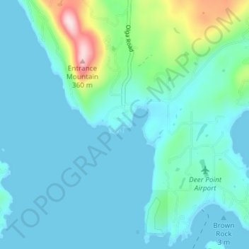 Mappa topografica Olga, altitudine, rilievo