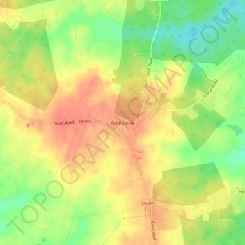 Mappa topografica Nash Grove, altitudine, rilievo