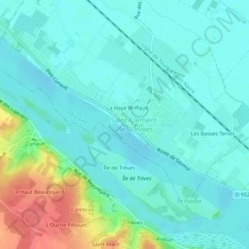 Mappa topografica Quai de La Loire, altitudine, rilievo