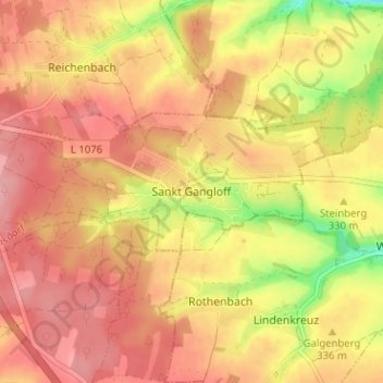 Mappa topografica Sankt Gangloff, altitudine, rilievo
