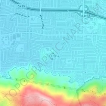 Mappa topografica La Colina, altitudine, rilievo