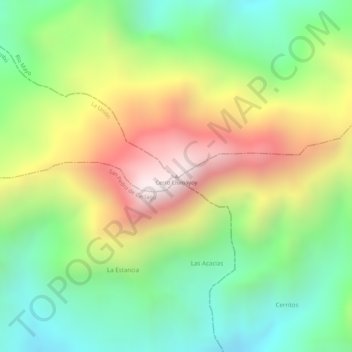Mappa topografica Cerro Chimayoy, altitudine, rilievo