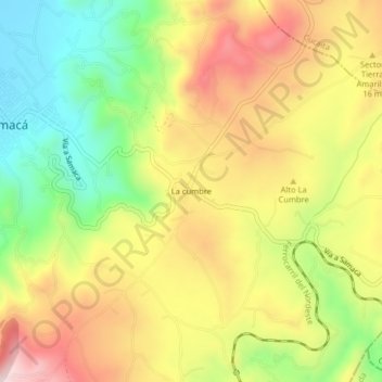 Mappa topografica La cumbre, altitudine, rilievo