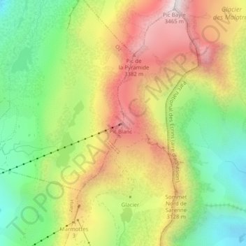Mappa topografica Pic Blanc, altitudine, rilievo