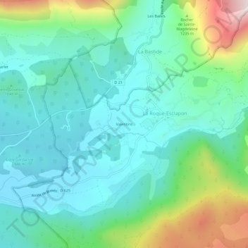 Mappa topografica Valentins, altitudine, rilievo