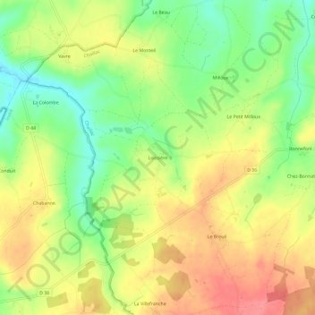 Mappa topografica Loissière, altitudine, rilievo