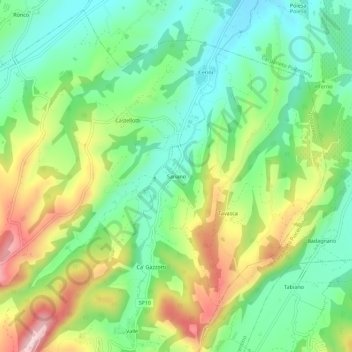 Mappa topografica Sariano, altitudine, rilievo