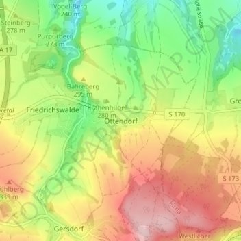 Mappa topografica Ottendorf, altitudine, rilievo