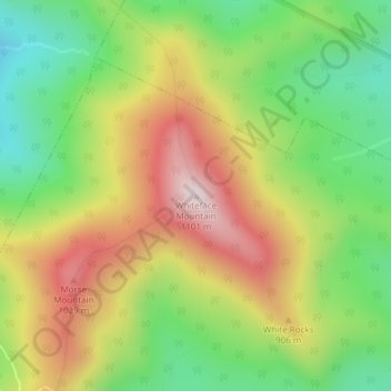 Mappa topografica Whiteface Mountain, altitudine, rilievo