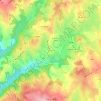 Mappa topografica Larmandie, altitudine, rilievo
