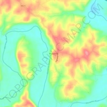 Mappa topografica Piney Park, altitudine, rilievo