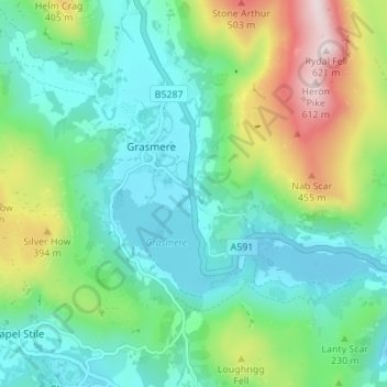 Mappa topografica Town End, altitudine, rilievo