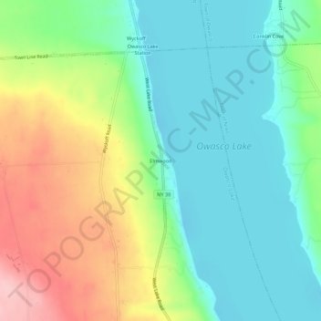 Mappa topografica Elmwood, altitudine, rilievo