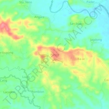 Mappa topografica Purog, altitudine, rilievo