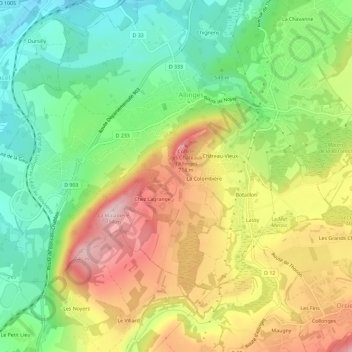 Mappa topografica Les Crêtes, altitudine, rilievo