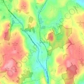 Mappa topografica Topstone, altitudine, rilievo