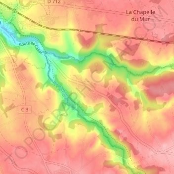 Mappa topografica Kerbiriou, altitudine, rilievo