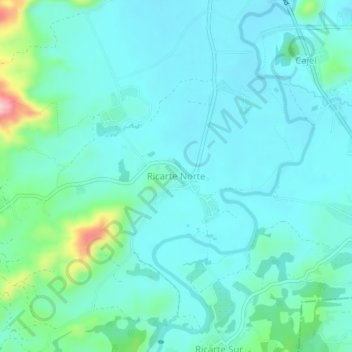 Mappa topografica Ricarte Norte, altitudine, rilievo