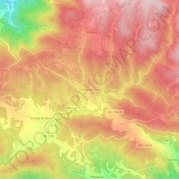 Mappa topografica Tinhela de Cima, altitudine, rilievo